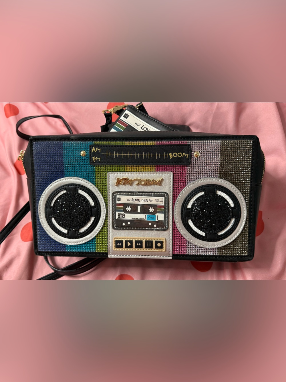 Betsey Johnson Multicolor Retro Boombox Crossbody Bag EUC VHTF